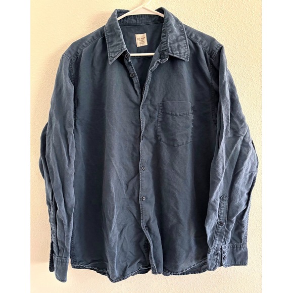 Old Navy Button Down Mens Large Blue Linen Blend Resortwear Preppy Vintage - Picture 1 of 6